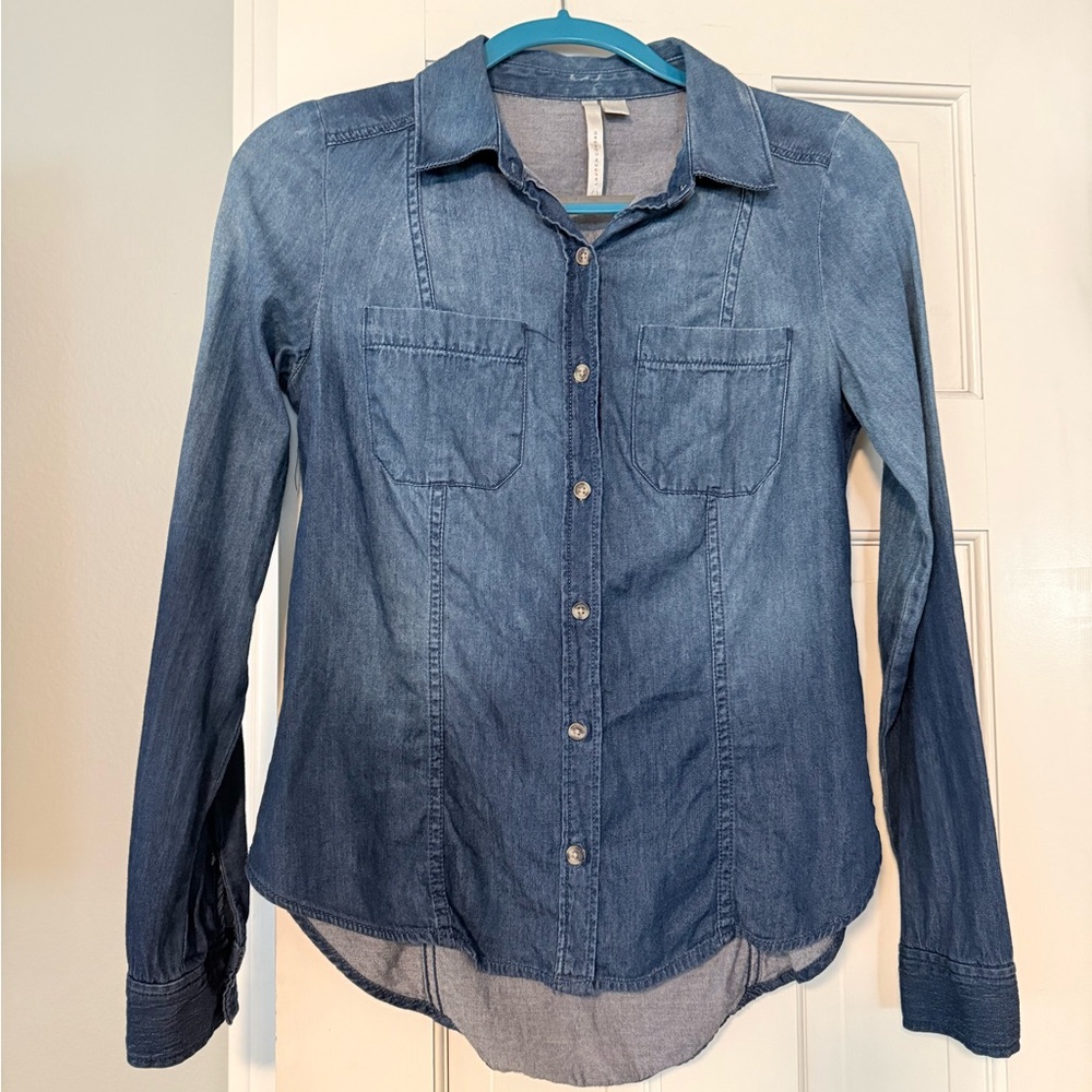 Lauren Conrad XS Cotton Blue Denim Button-Up Shirt